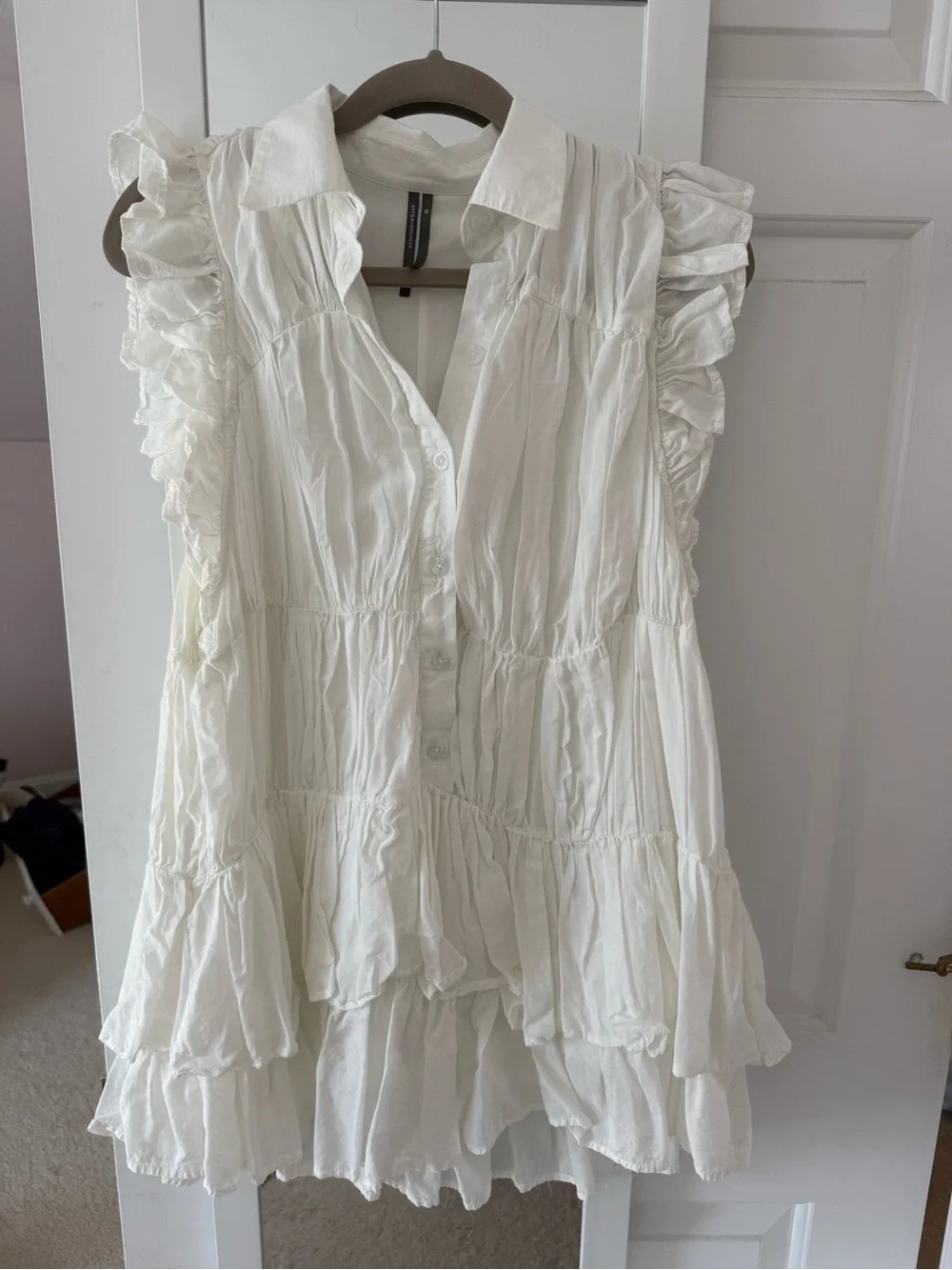 Anthropologie Sleeve Ruffle Mini Shirt Dress - Picture 8 of 9